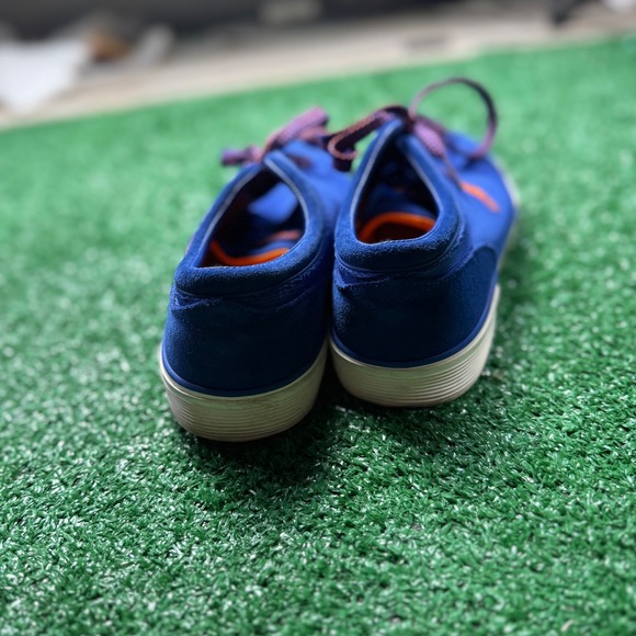 Polo Ralph Lauren Faxon Low Mens Blue Canvas Orange Logo Sneakers Shoes - Picture 5 of 7